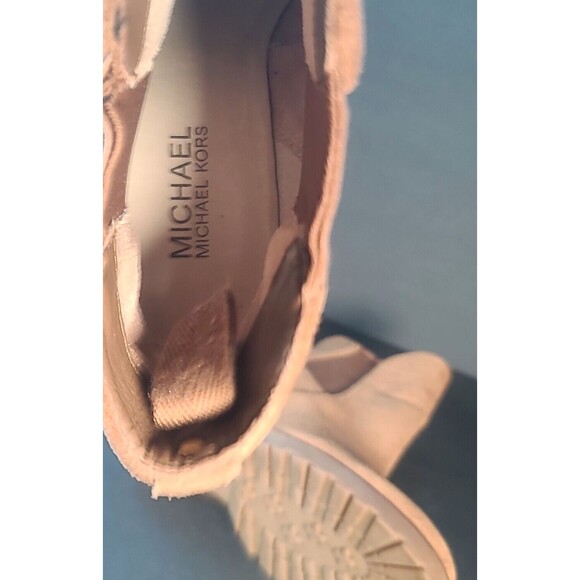 Michael Kors Thea Women Caramel Brown Suede Leather Wedge Chelsea Ankle Boot 8.5 - Picture 10 of 12